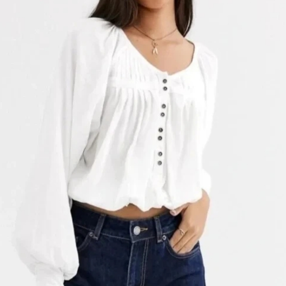 Free People Prairie Crop Henley Top